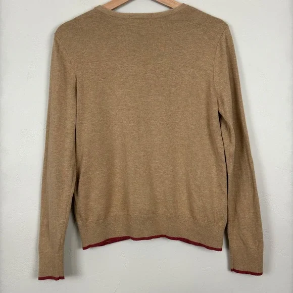 Lands End Cardigan Women S Novelty Equestrian Prep Horse Sweater Supima Cotton - Picture 2 of 7